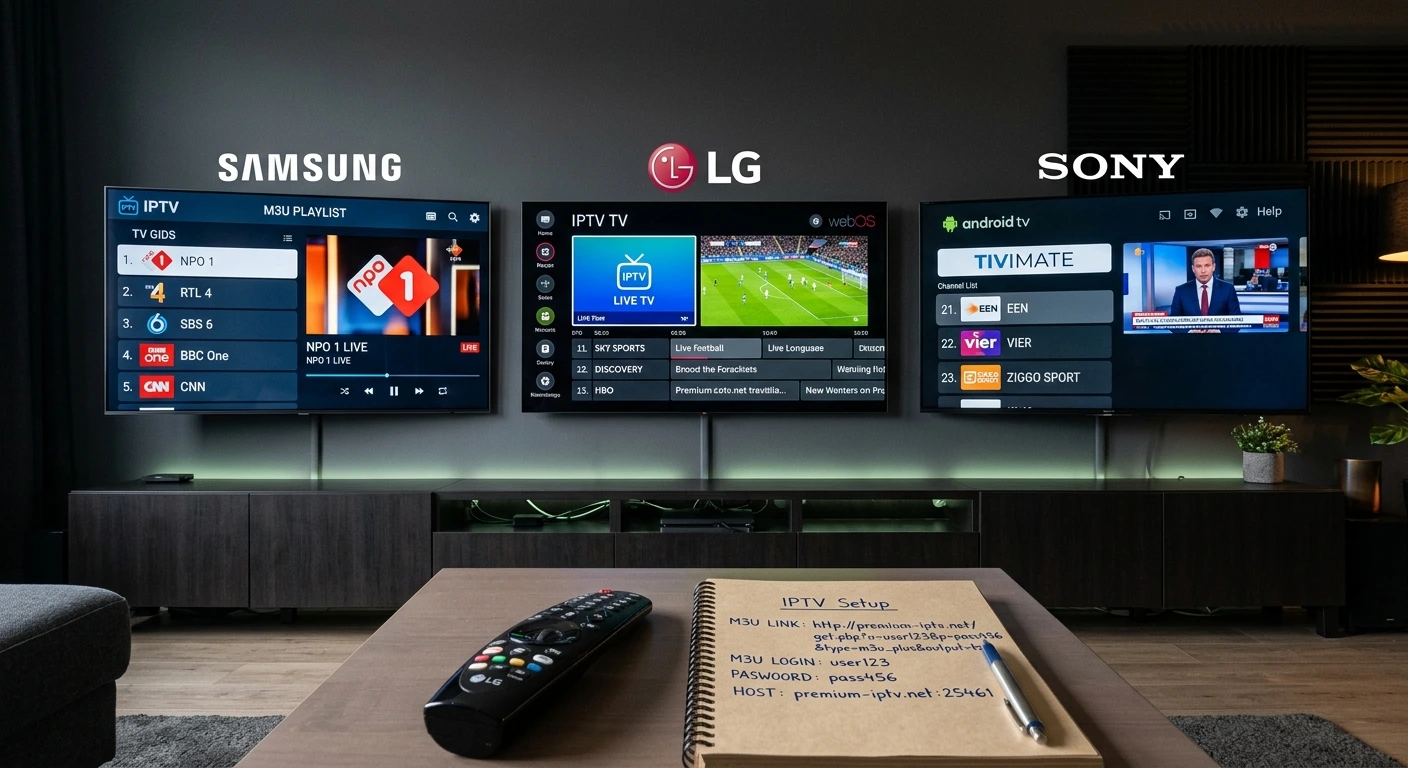 IPTV op Smart TV installeren met Samsung, LG en Sony gids